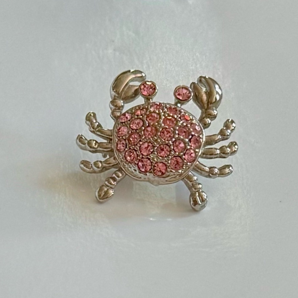 🦀 Cookie Lee Genuine Crystal Pink Crab Brooch - Picture 7 of 7
